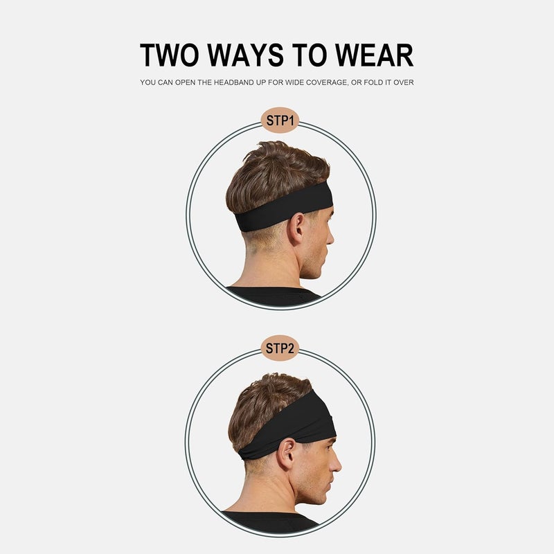VIMPEP Store Tenacious Sports Headbands for Men Soft Feeling Non Silp Sweatband Workout Headband for Running,Cycling,Basketball,Tennis,Yoga Fitness Stretchy Quick-Dry Hairband for Unisex (3/4/6 Pack) - Image 4